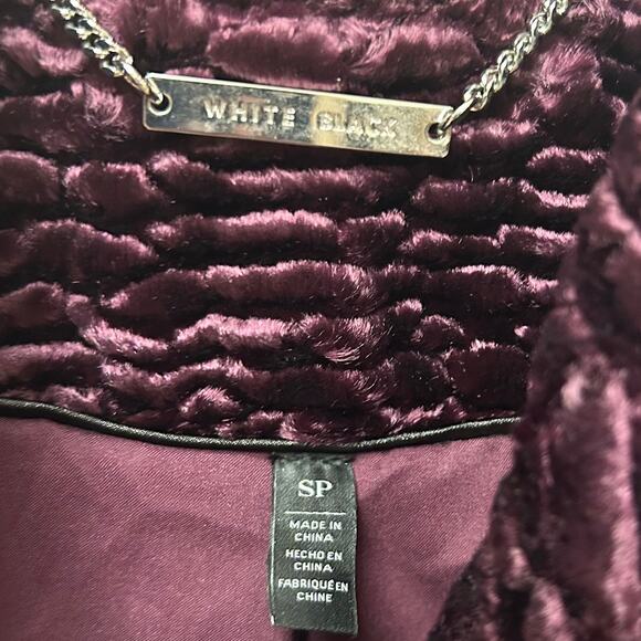 White House Black Market Plum Persion Faux Fur Coat, Size SP - Picture 6 of 7